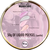 LIQUID POLYGEL Lychee Mousse 25g/50g. Skystas poligelis su blizgučiais